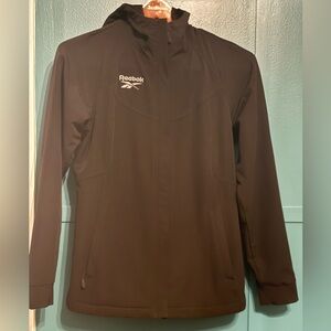 Reebok Black Logo Jacket With Hood and Faux Fur Lining Women’s Size Small